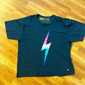 Aviator Nation Gray and Blue Short Sleeve Tees with Geometric Patterns